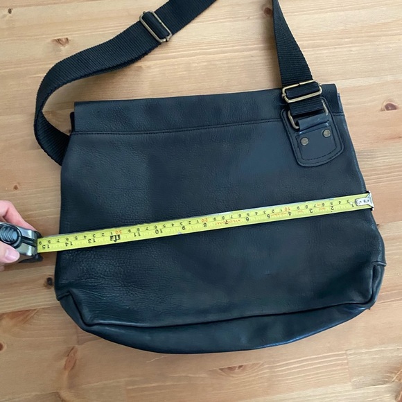 French Connection Black Leather Messenger Bag Adjustable Strap Unisex - Picture 14 of 15